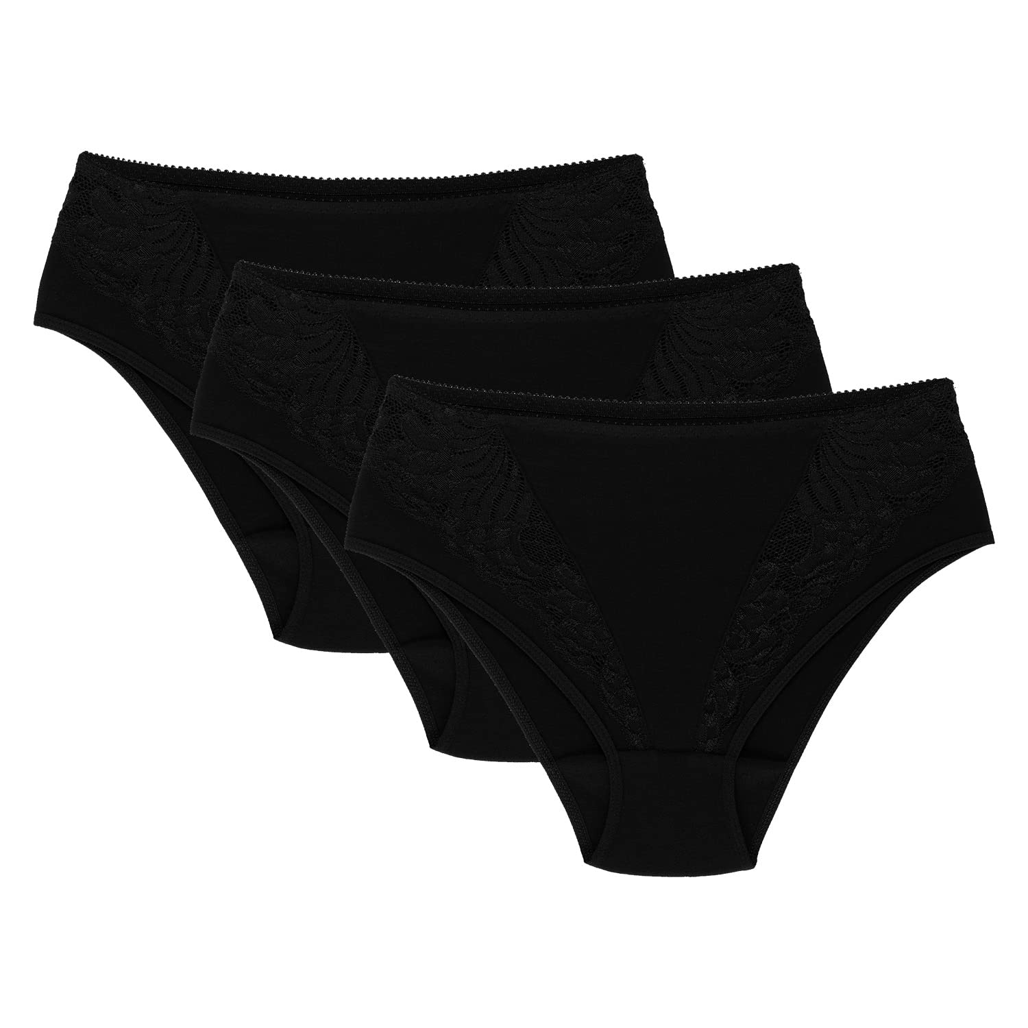 Wolbar Ladies Briefs with Lace WB51 3-Pack, Black,XL