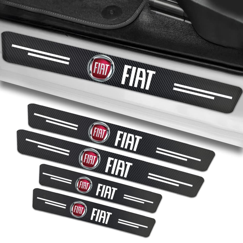 Tryagat 4 Pcs Car Door Sill Protector for Fiat Multipla (186) 2004-2010 Multipurpose Vehicle, Welcome Pedal Sticker Carbon Fiber Anti-Scratch Entry Guard Scuff Plate Trim