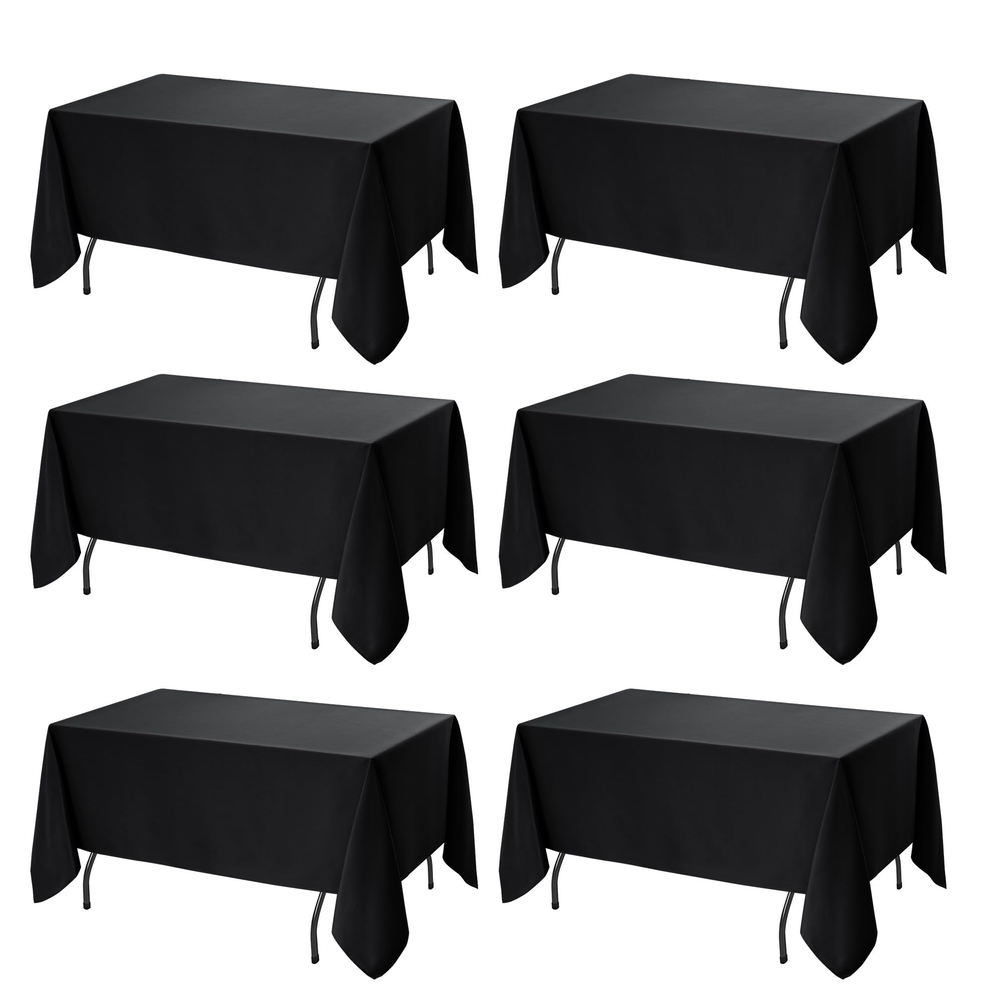 6-Pack Black Tablecloths for Rectangle Tables, 60 x 120 Inches