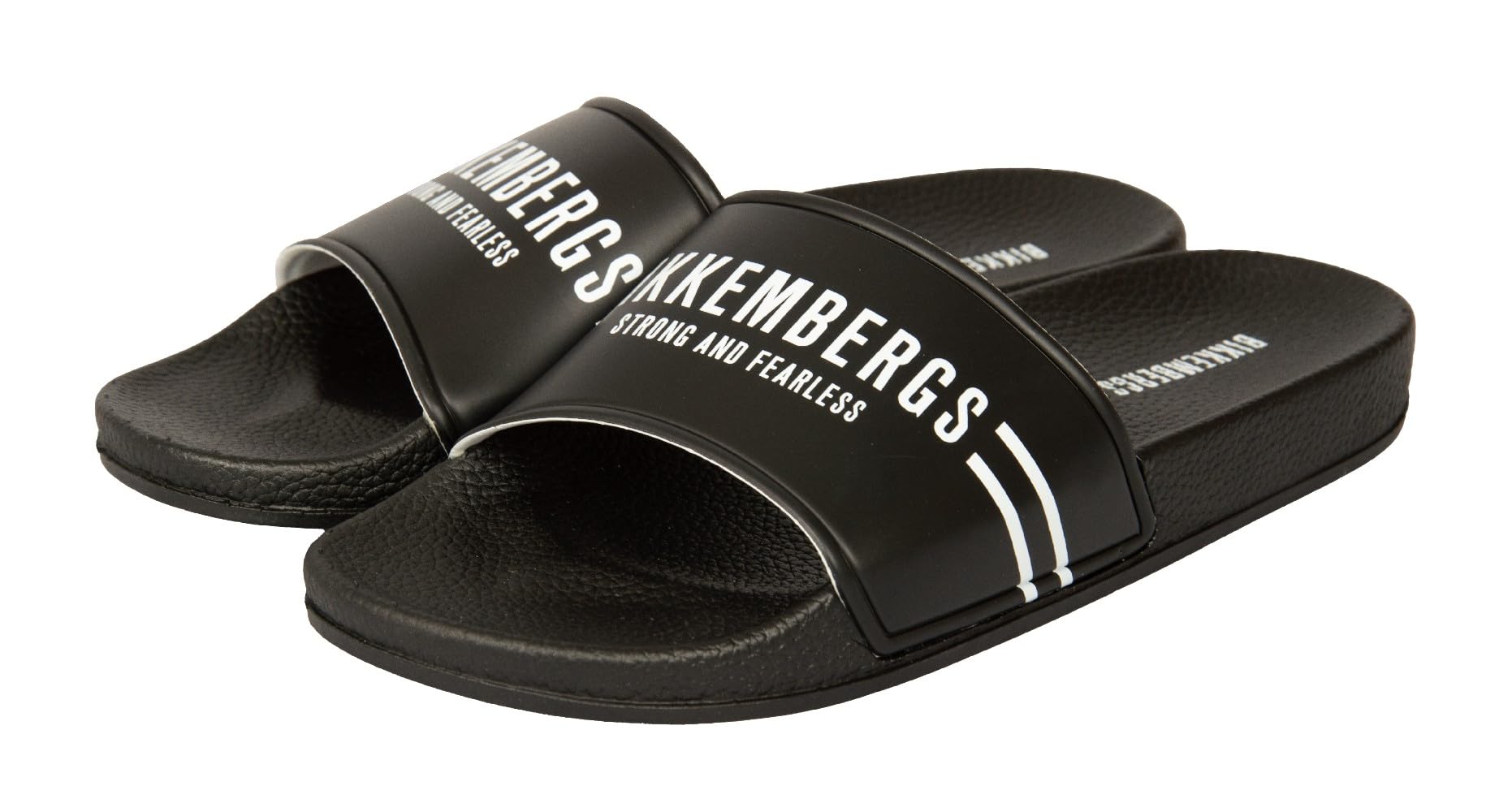 Pantuflas BIKKEMBERGS para playa o piscina para hombre con logo, artículo BKK3MSR02, serie de rayas verticales