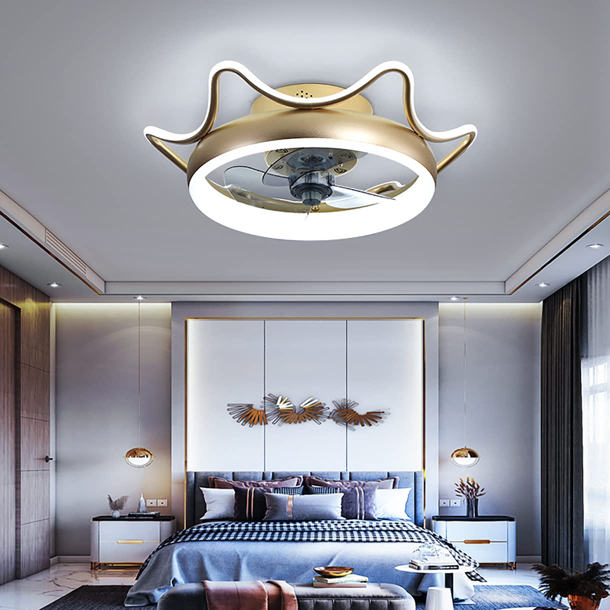 Ventilateur de plafond avec lampe LED réglable et télécommande