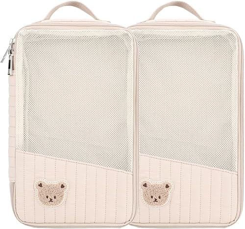 Miniatura 7 de MOMIGO Bolsas organizadoras para pañales para bebé, paquete de 2 bolsas impermeables para colgar pañales, bolsa de malla de oso de conejo,