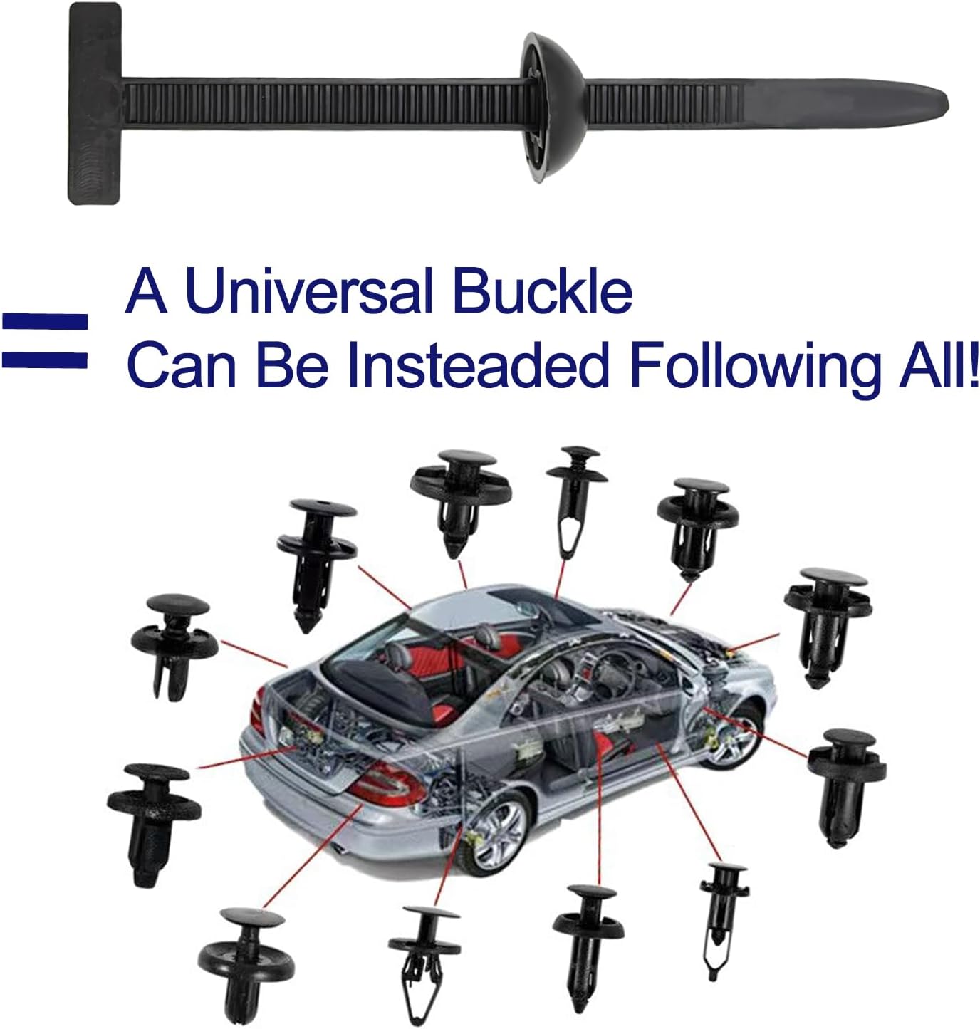 100 Pcs Zip Ties, Nylon Universal Cable Tie Buckle, Cable Ties, Zip Clips for car/bike/motorcycle quick fixing