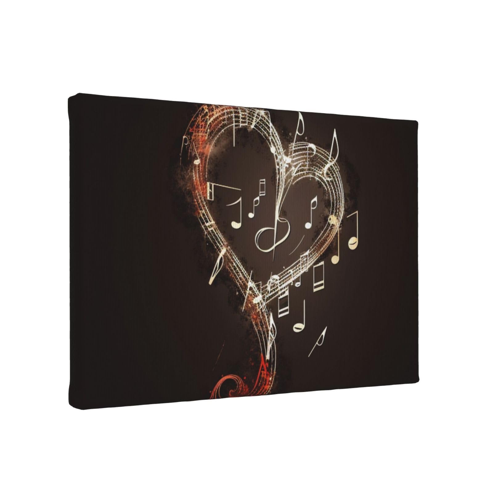 YKLJG Music Symbols Love Printed Wall Art Canvas Painting 30x20 CM Wooden Framed Picture Painting Artwork Prints for Bedroom Kitchen Home Office Decor