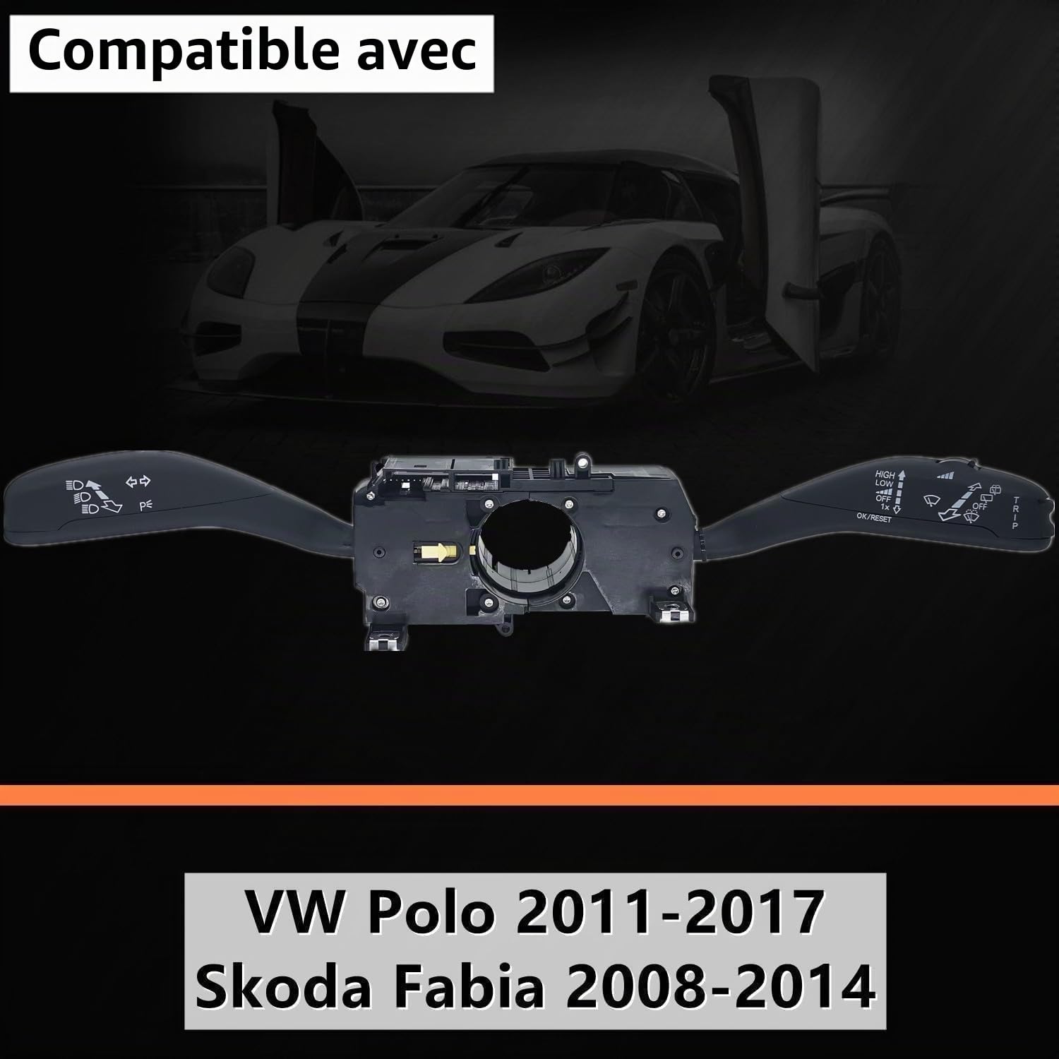 Interrupteur Commodo d’éclairage essuie-glace Commande Clignotants Colonne Direction Convient pour VW Polo 6R 2011-2017 Skoda Fabia 2008-2014 6RD953503M