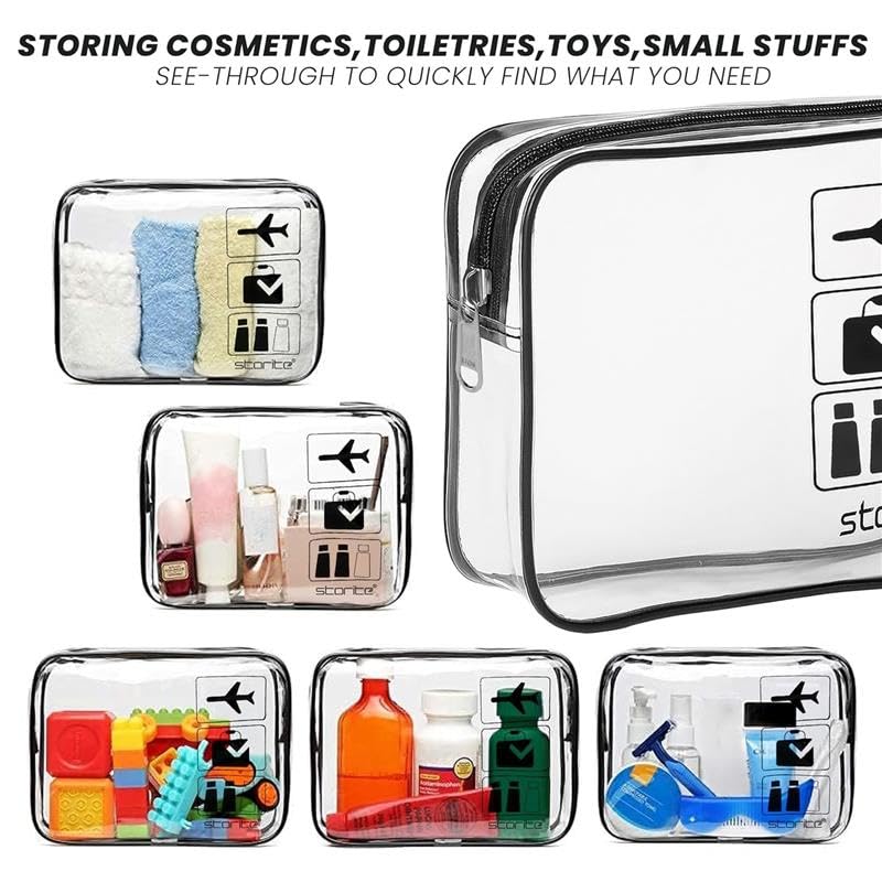 Image of Storite Set of 3 Transparent Cosmetic & Toiletry Travel Organizer Set | Clear PVC Design For Quick Visibility And Easy Access To Cosmetics Toiletries Shaving Kits Makeup And Accessories