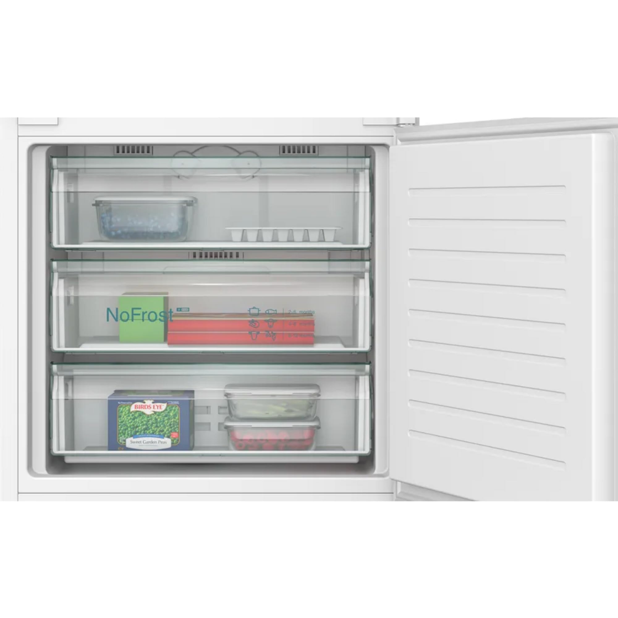 SIEMENS KB96NNSE0 iQ100 XXL lodówko-zamrażarka do zabudowy, 193,5 x 69,1 cm, chłodzenie 285 l + zamrażanie 98 l, pojemność XXL 45% większa objętość, noFrost, hyperFresh, superCooling – szybkie