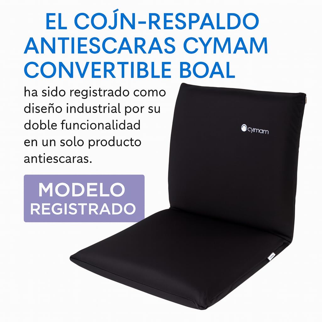 Cojín Antiescaras Convertible, Uso Doble con Respaldo o Asiento | Para silla de ruedas, oficina y coche, viscoelástico, ergonómico y con cinta antideslizante