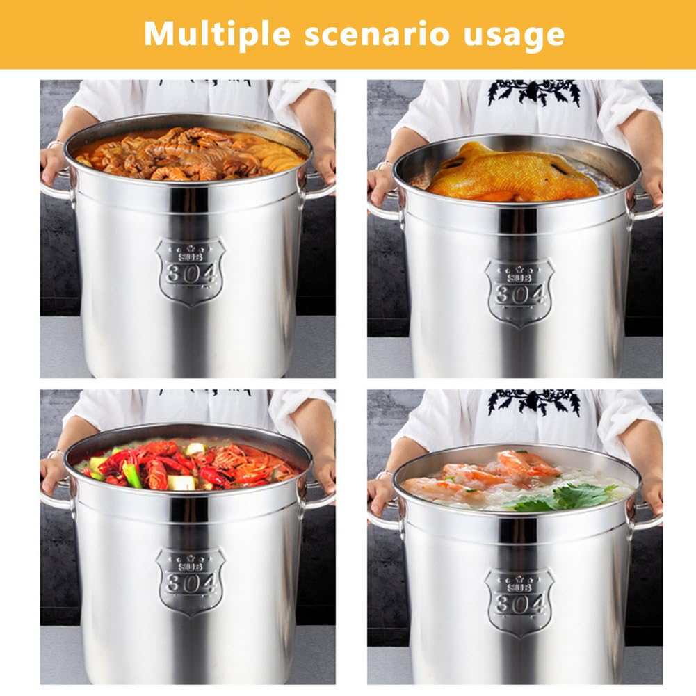 AIZYR Olla Sopera Olla Sopera De Acero Inoxidable 304, Olla Sopera Resistente con Tapa Olla De Cocción Compatible con Inducción para Sopa, Mariscos Y Arroz,20CM*20CM
