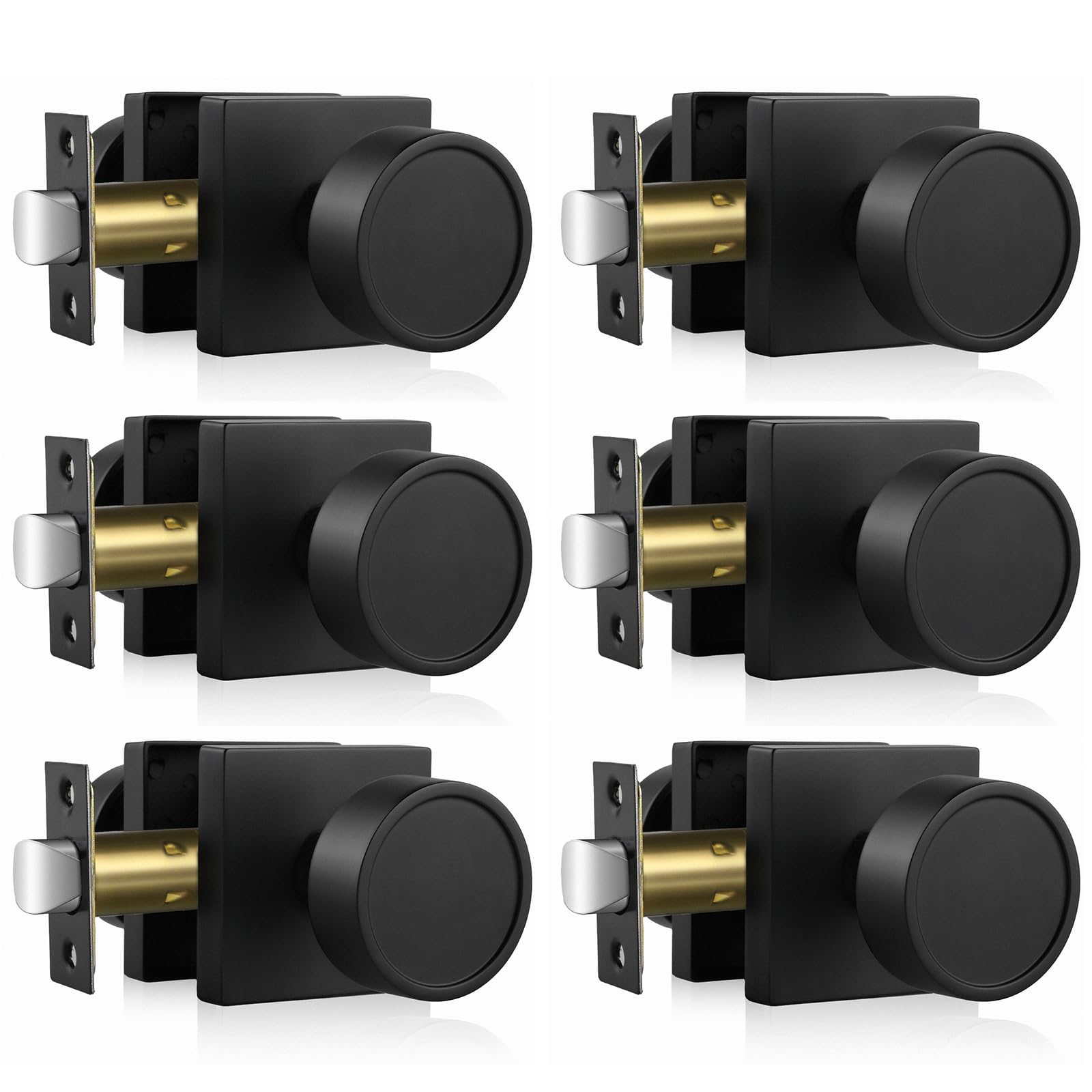 Haidms Black Passage Door Knobs Interior Heavy Duty Zinc-Alloy (6 Pack)