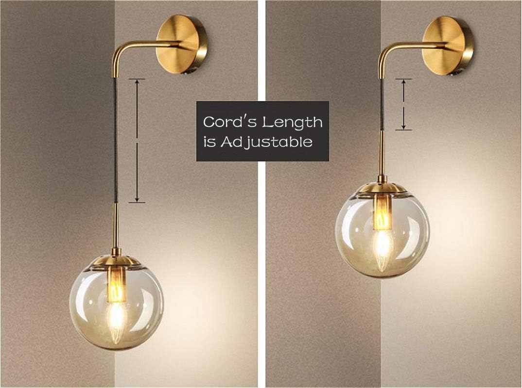 Flаѕh Dеаlѕ - 50% оƒƒ SUSUO Contemporary Hanging Wall Sconce with Clear Globe Glass Shade in Warm Brass,Length Adjustable (Gold, Small Size - 6W)… Uр Tо 40% оƒƒ SUSUO Contemporary Hanging Wall Sconce with Clear Globe Glass Shade in Warm Brass,Length Adjustable (Gold, Small Size - 6W)…