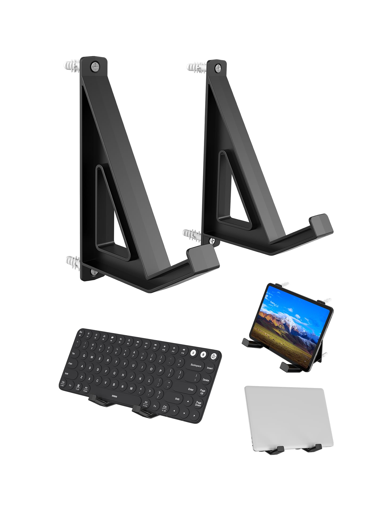 NOTMBESTM Universal Wall Mount Storage Organizer for Keyboard/Laptop/Tablet, Wall Display Rack Holder for Electronics, Compatible with Wall Hangers