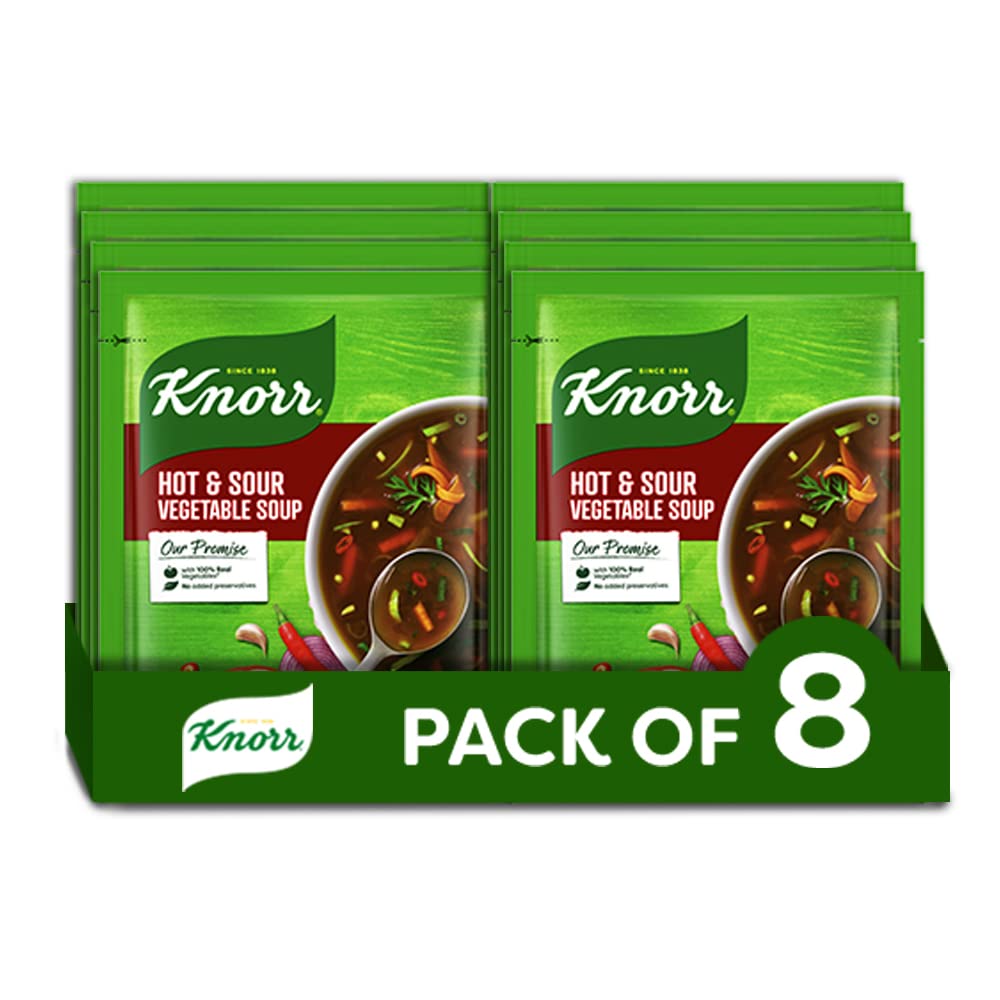 Knorr Classic Hot & Sour Vegetable Soup, 43 g (Pack of 8),Transparent