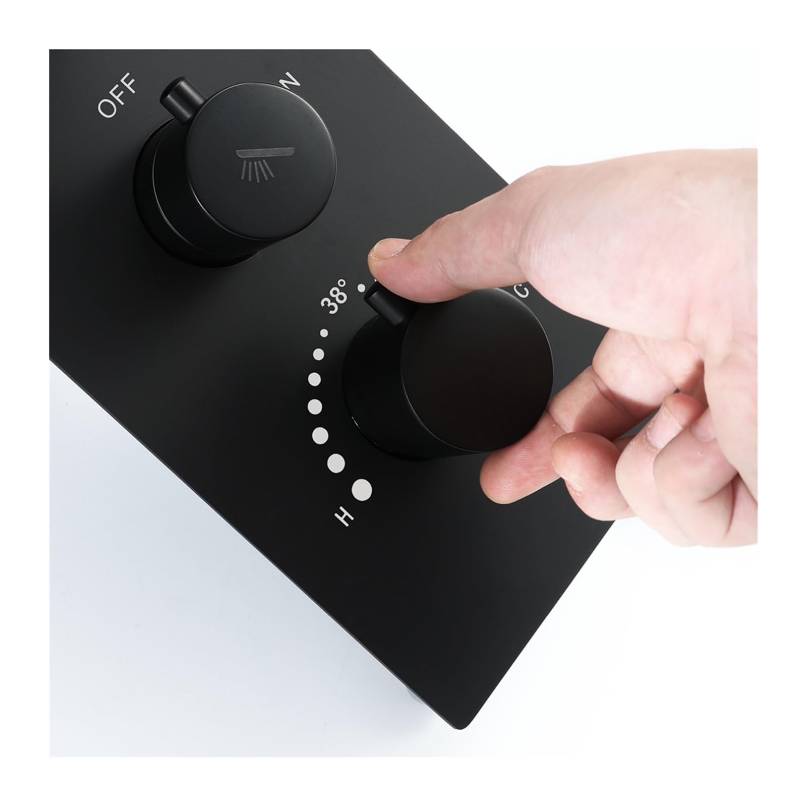 Set di sistemi doccia di lusso neri ， Soffione doccia a LED con soffione a pioggia ad alto flusso d'acqua Pannello doccia con altoparlante for musica ， Miscelatore termostatico Rubinetto in ottone(Sty