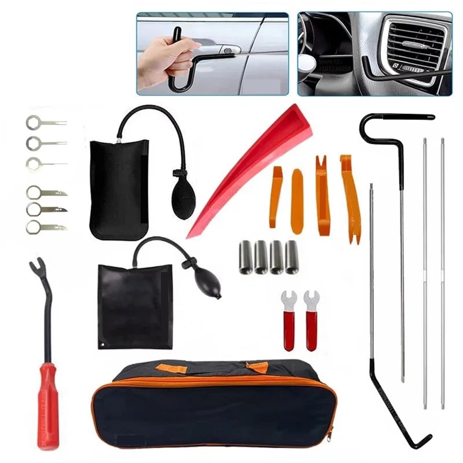 Radlagerwerkzeuge PWS Auto-Werkzeugsatz, Türöffner, Greifer, Lockout, Dietrich-Set, große Reichweite, Hakenschlüssel, verloren im LKW, Air Wedge Bag Stoßdämpfer Werkzeug(Set 2-17Pcs)
