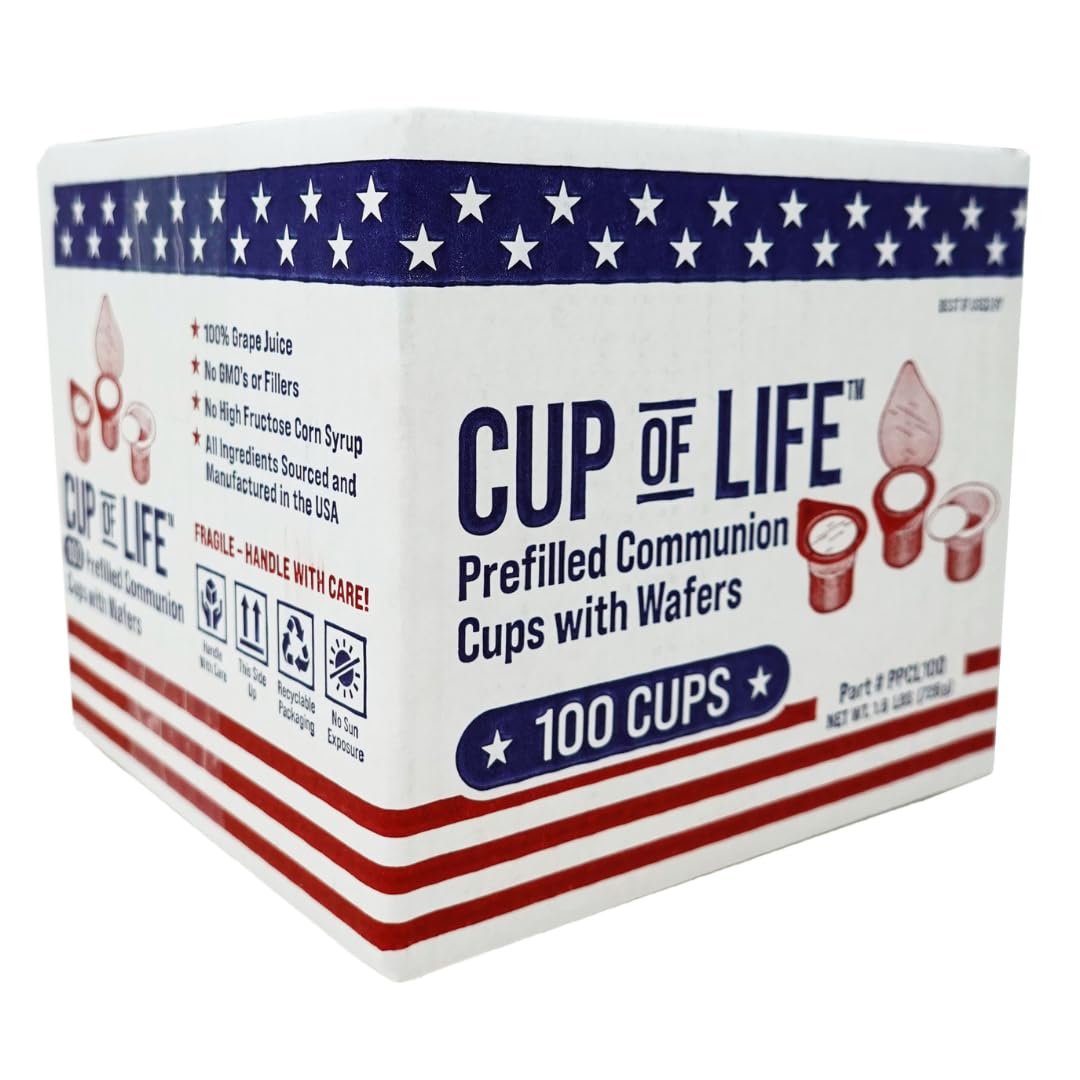 100 Prefilled Communion Cups with Premium Red Grape Juice and Wafers by Cup of Life – Fresh, Convenient, and Ready to Serve