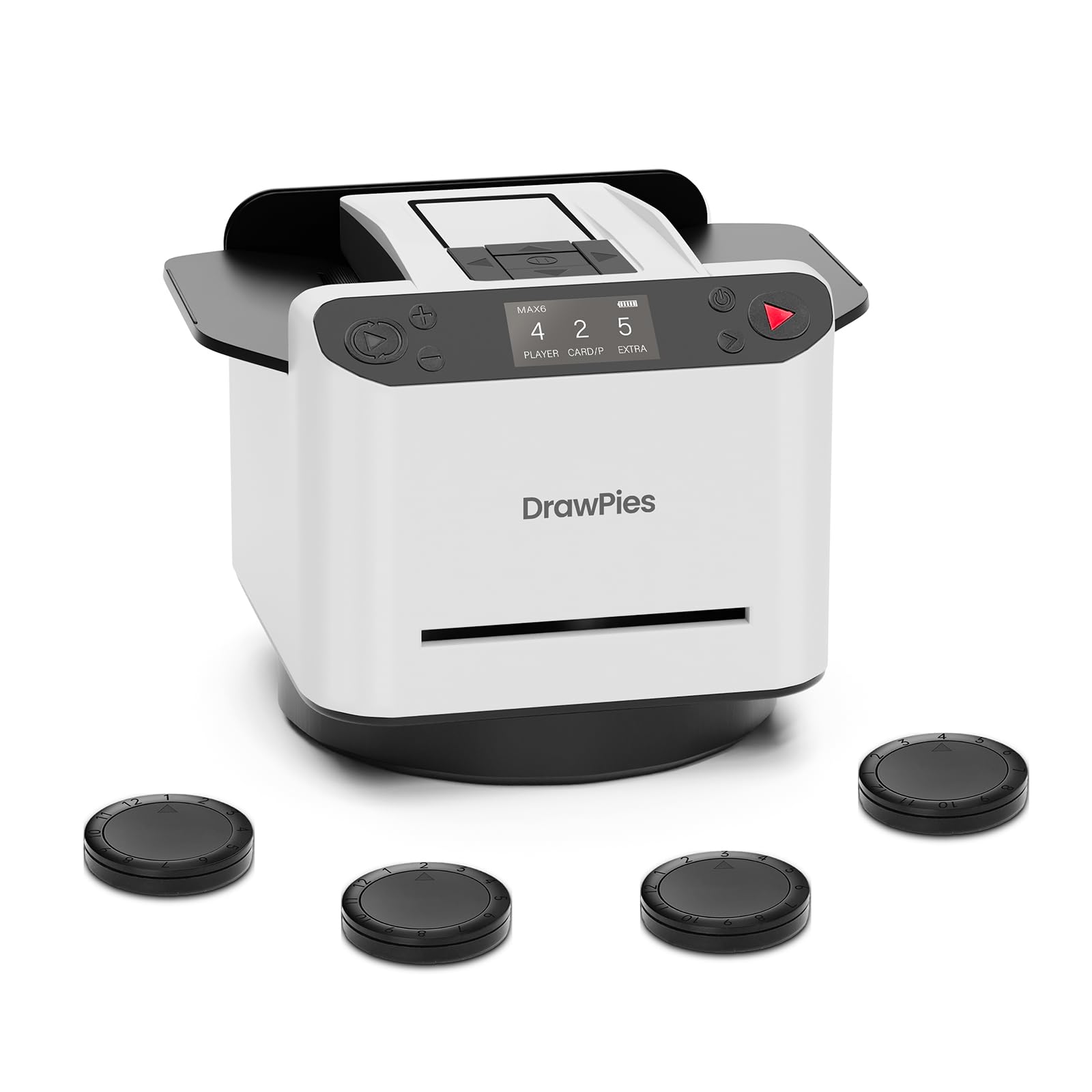 Automatic Card shuffler and Dealer 2-in-1 Machine 2025, 1-12 Player, Rotatable 360°, Remote Card Calling, Ultra Quiet, Rechargeable, for Board Games and Poker, Casino Card, UNO (White)