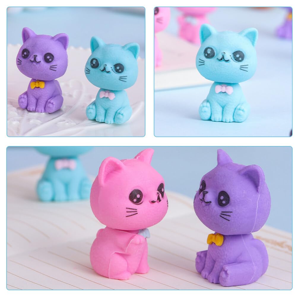 48 Pezzi Gomma Cancellare Gattino Tpr Piccole per Matita