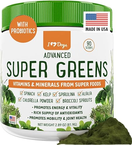 Miniatura 1 de iHeartDogs Super Greens para perros con brotes de brócoli y espirulina en polvo, polvo de verduras para perros para alergias estacionales y apoyo