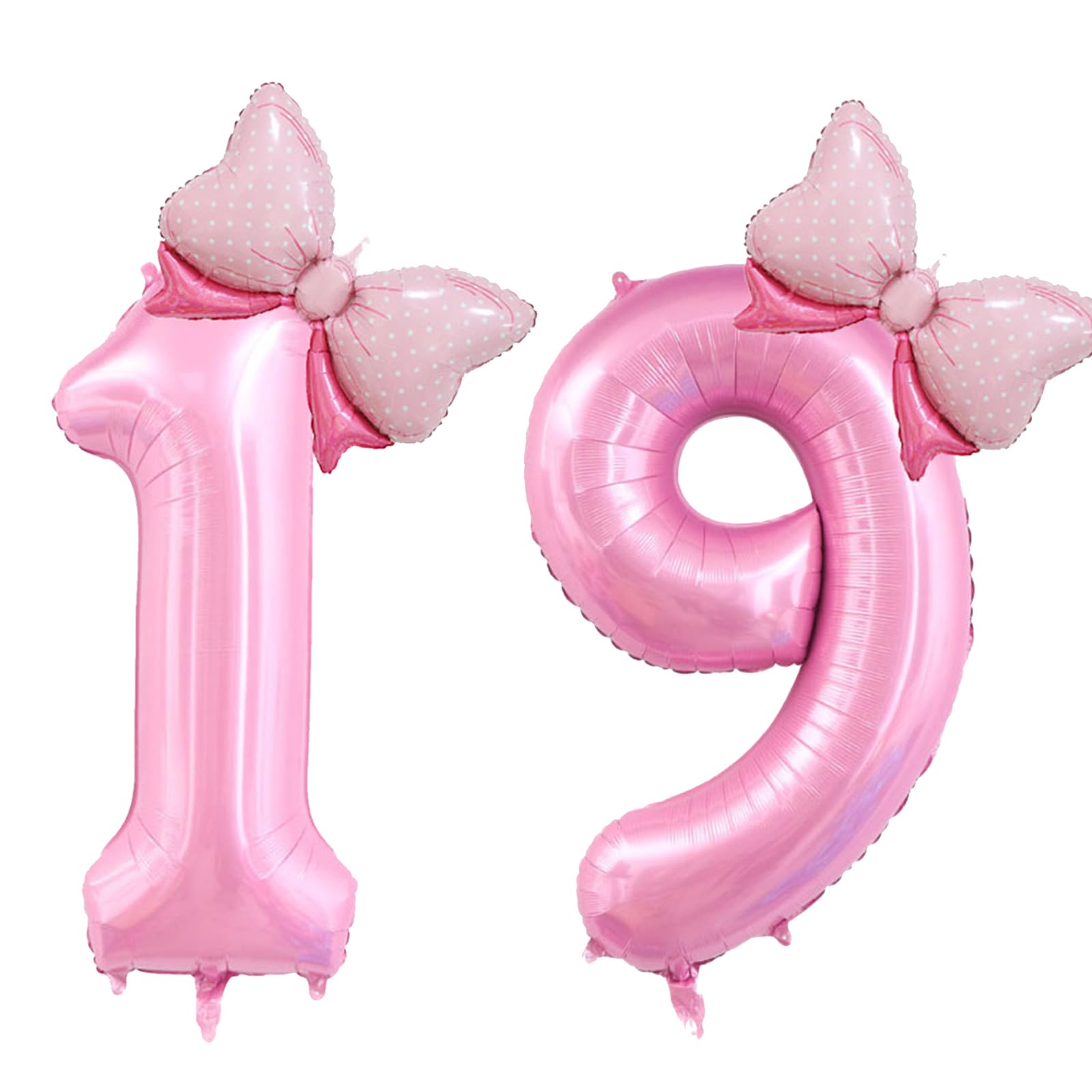 40 inch Number 19 Balloon with Bow Pink Happy Birthday Jumbo Number Balloons for Girls Daughter Birthday Decorations Party Supplies (Pink Number 19)