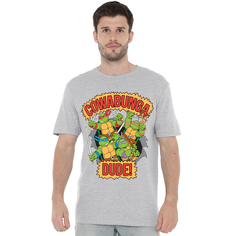 Teenage Mutant Ninja Turtles TMNT Cowabunga Dude Unisex T Shirt, Athletic Heather, XXX-Large Charcoal