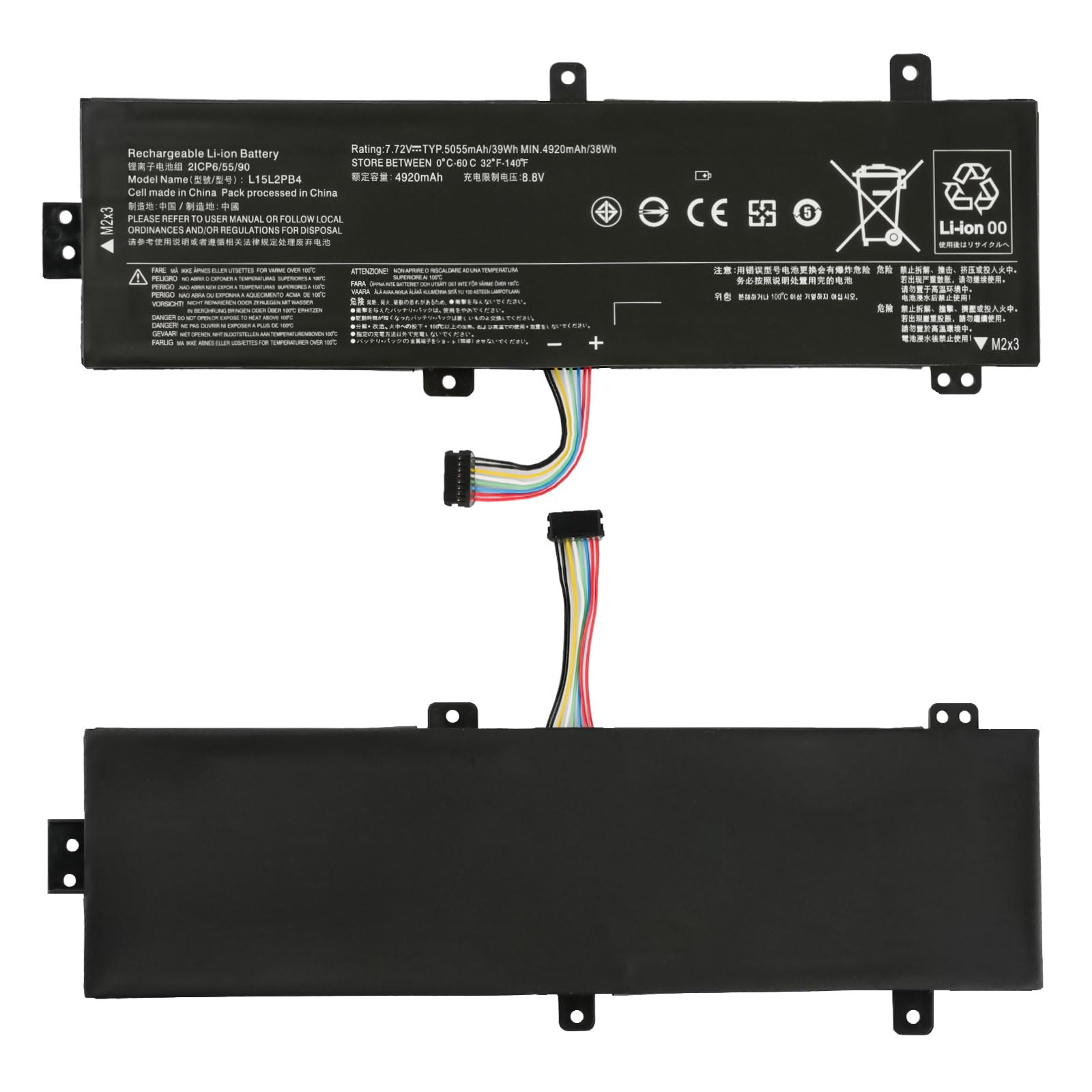 Batteria Per Lenovo IdeaPad 310/510 15" - Modello L15L2PB4, 7,6V 30Wh, Compatibile Con Serie 310-15IKB, 510-15ISK