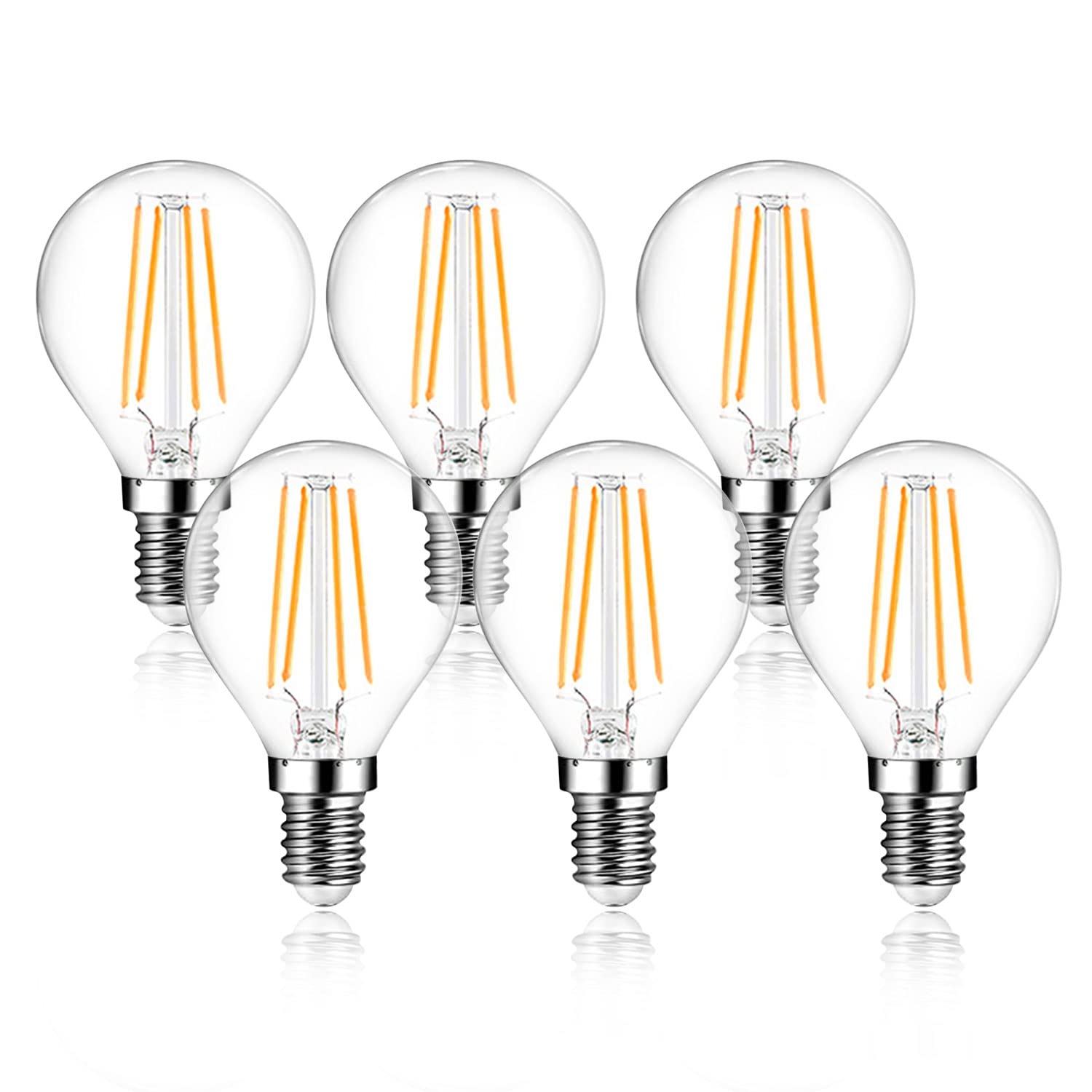 EXTRASTAR Edison Vintage Glühbirne G45 E14, Led Filament Birne, 6W Ersetzt 60W,750LM, 2700K Warmweiß, Nicht Dimmbar, 6 Stück