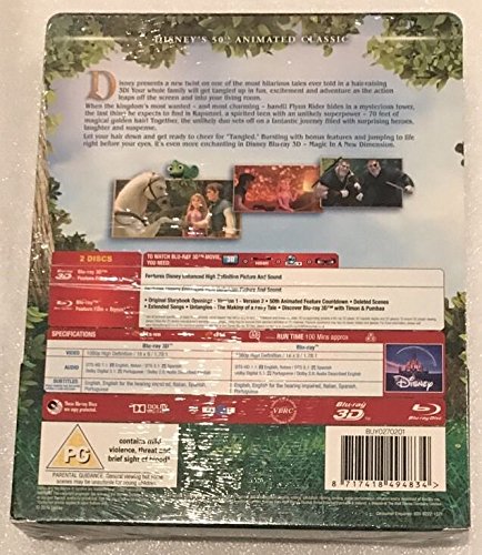 "Tangled" STEELBOOK: [Lenticular / Embossed] Blu-ray 3D + Blu-ray 2D (Region-Free)