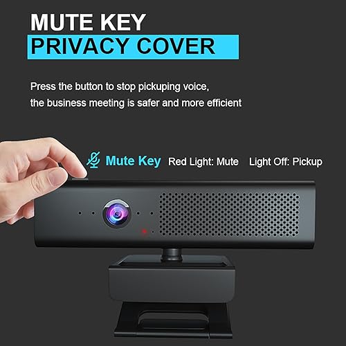 Miniatura 8 de Cámara web completa 1080P HD 3 en 1: cámara y altavoz para computadora de escritorio con 4 micrófonos incorporados, cámara web USB externa con