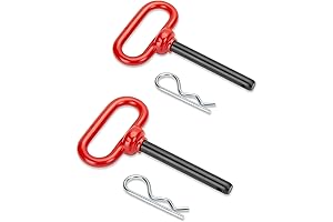 1/2 Inch Red-Handle Trailer Hitch Pin with Clip Secured Clevis Fastener