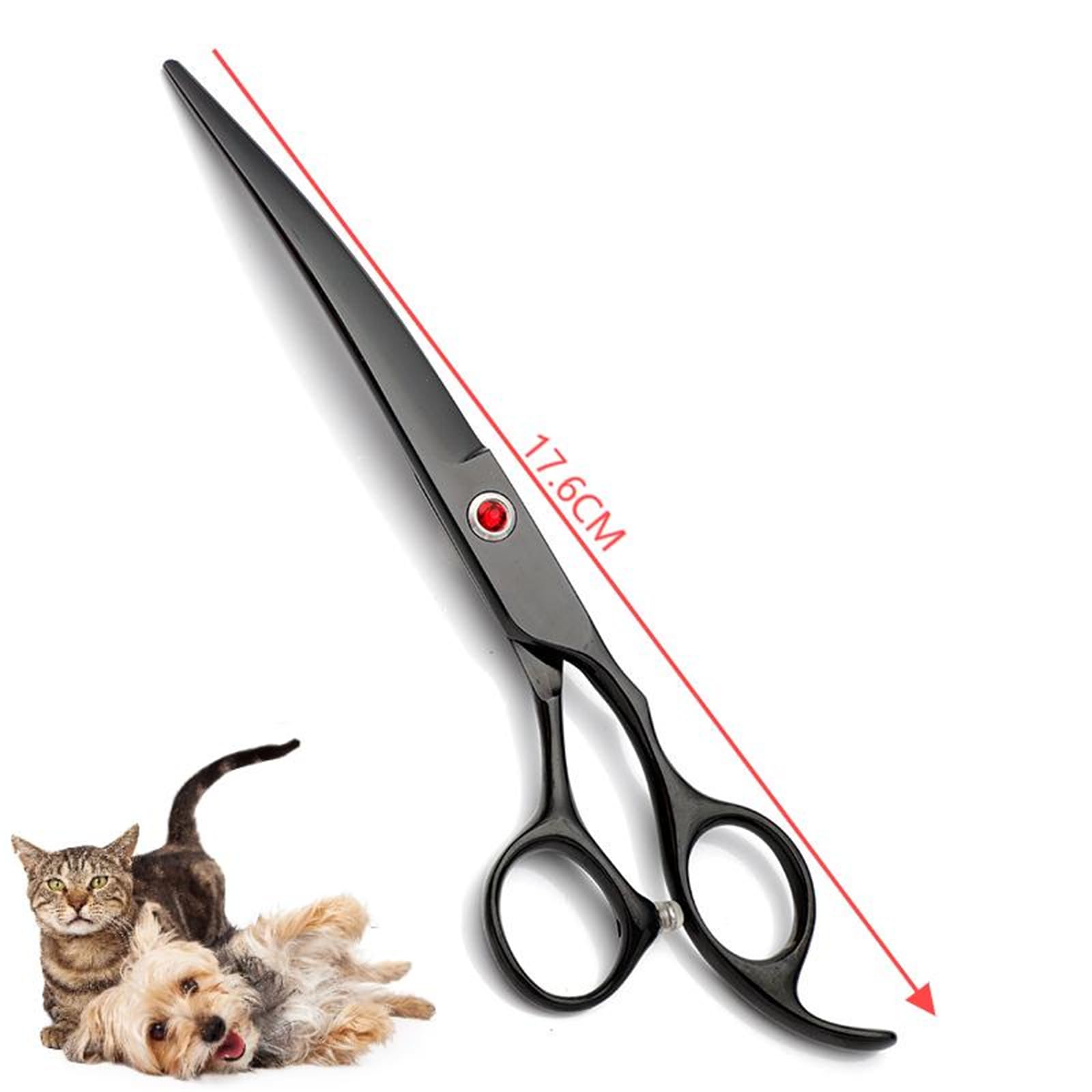 Set di forbici per cani da 7,0 pollici, 5 in 1, forbici per cani e gatti, in acciaio inox 440C, con forbici per sfoltire curve, forbici dritte, pettine per la cura del pelo, per gatti e altri animali