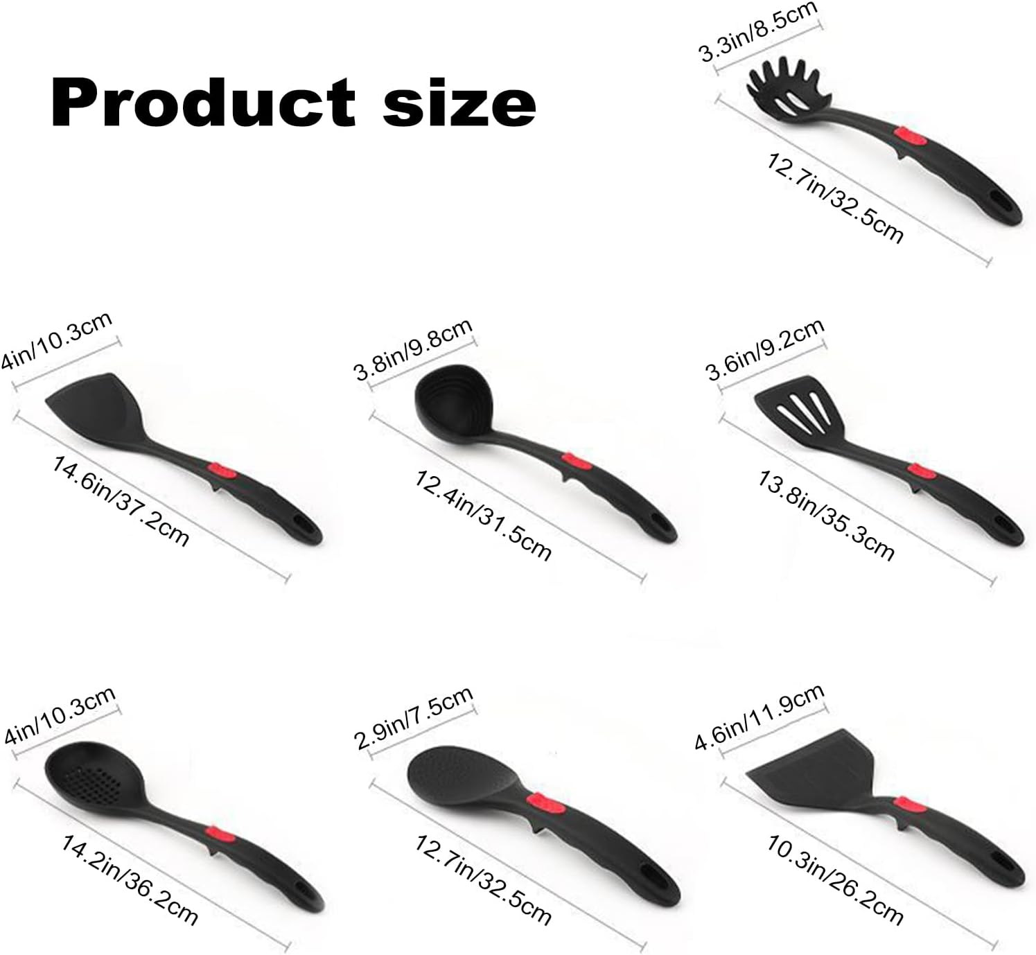 Silicone Cooking Utensil Set - Heat Resistant Silicone Kitchen Utensils with Ergonomic Handles Spatula Set Kitchen Utensil Gadget Set for Non-Stick Cookware BPA Free