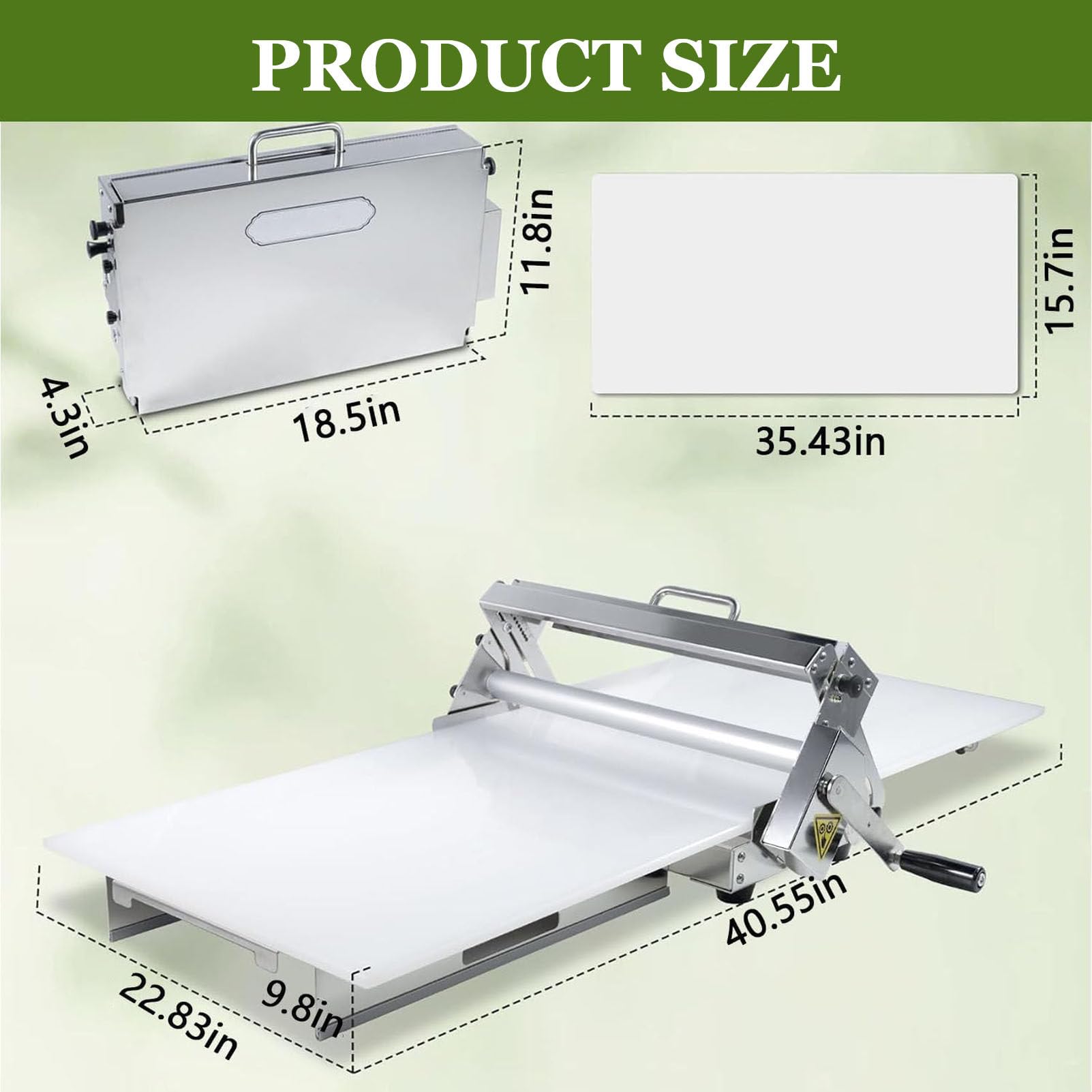 Amasadora Manual Plegable, amasadora para Croissants, amasadora de Mesa, Grosor Ajustable, para Hacer Masa de hojaldre, Masa de Pizza Model-400