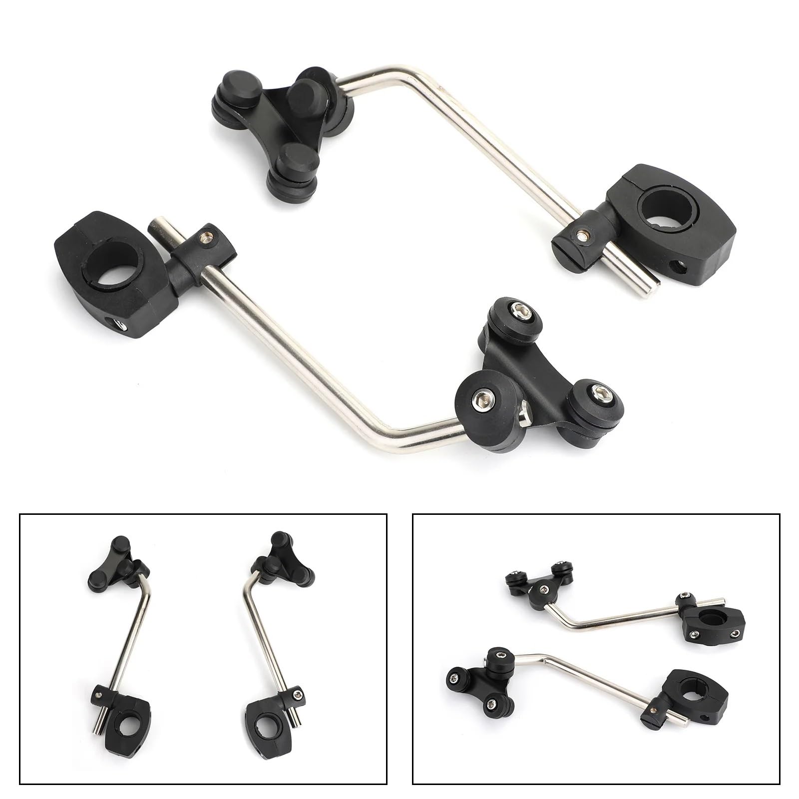Moto Pare-Brise Avant Support Montage Pare-Brise Guidon Moto Universel 7/8" 22 Mm Déflecteurs Vent Moto(Noir)