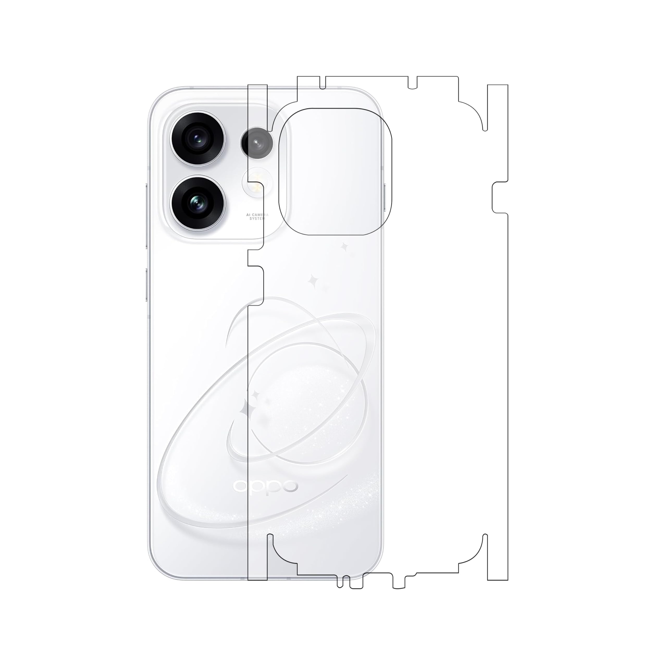compatible for oppo reno 16 (5g) | unbreakable 4 layer transparent hydrogel membrane (not glass) back screen guard protector (scratchproof/self healing) (coverage-side+back), glossy