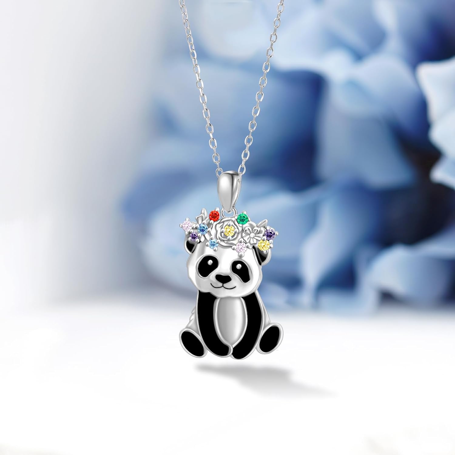 Highland Cow/Axolotl/Goat/Panda/Giraffe/Raccoon Necklace 925 Sterling Silver Animal Pendant Necklace with Colored Zircon Animal Jewelry Gift for Girls Women Daughter - Image 4