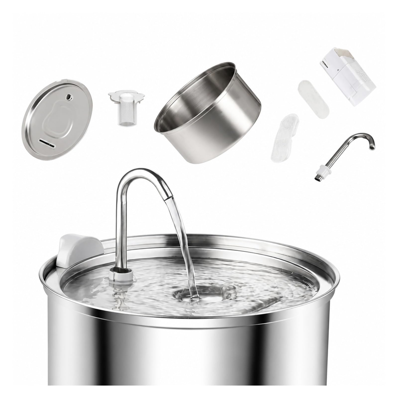 Dispensadores de Agua para Mascotas, Fuente de Agua para Gatos Acero Inoxidable(4L-Sensor)
