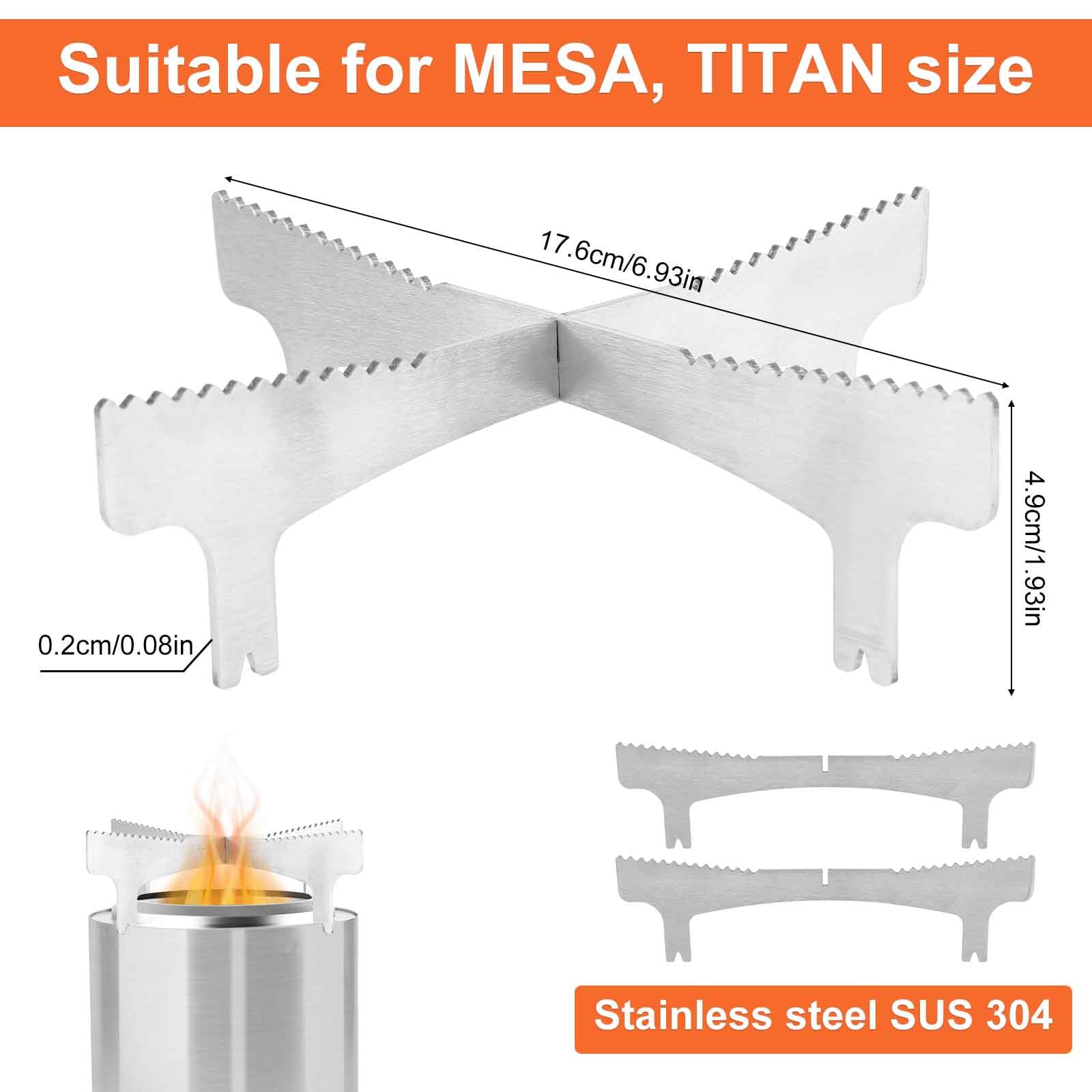 Telaio per Piano Cottura a Braciere, Acciaio Inossidabile Supporto per Braciere da Tavolo con Design a Croce e Dentellatura Evita lo Scivolamento Compatibile con Solo Stove Mesa