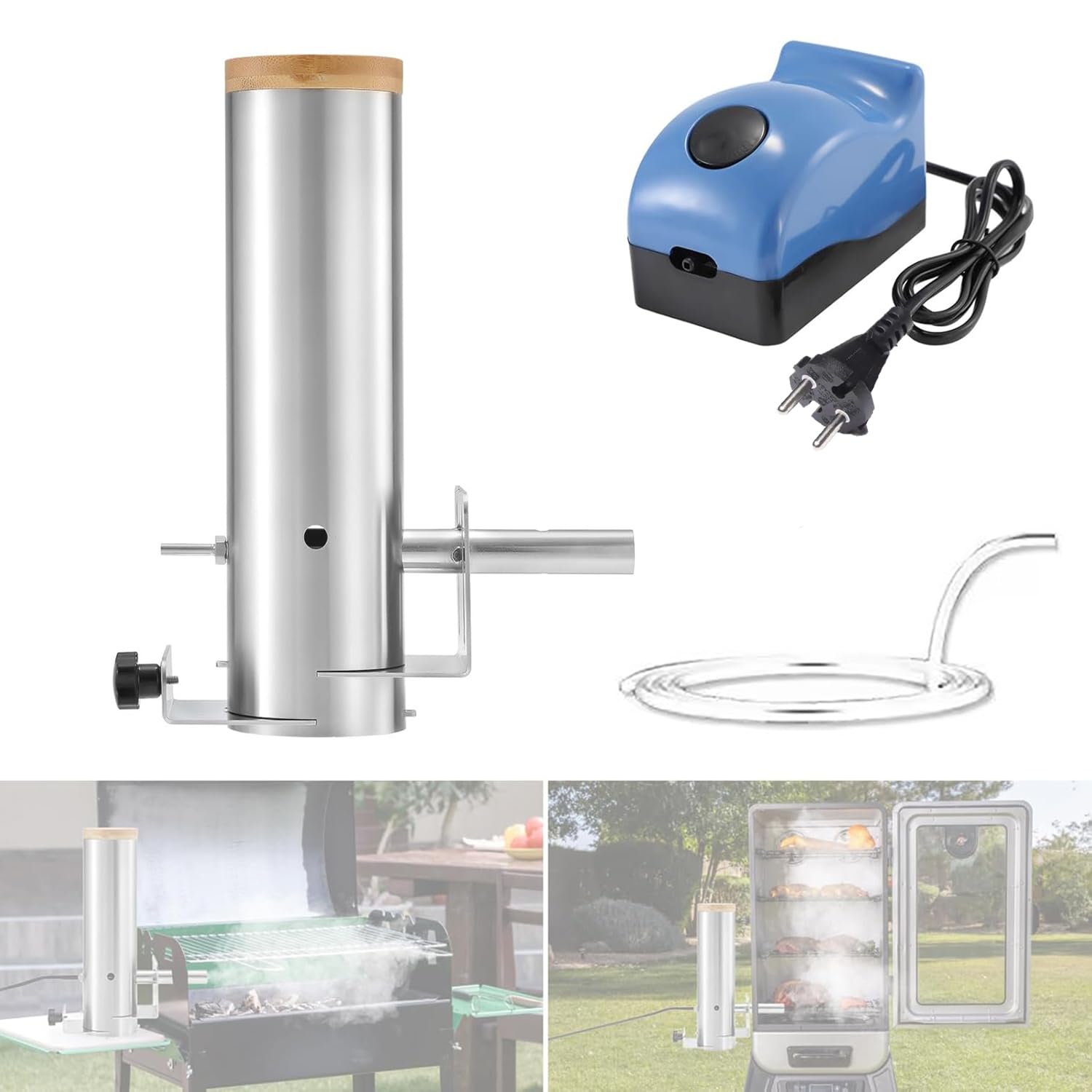 Generador De Humo Frío De Acero Inoxidable, Portátil Ahumador de Pellets con Generador de Humo Caliente/Frío y Volumen de Humo Ajustable, para Barbacoa Ahumado en Frío De Pescado Carne Queso