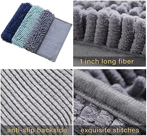 Bathroom Mat, Bathroom Non-slip Mat, Bath Mat Set 3 Pieces Absorbent Non-Slip Bath Mat Toilet Rug Bath Rug for Bathroom, Bedroom, Kitchen, 20x20in 50x50cm/16x24in 40x60cm/20x32in 50x80cm (Grey)