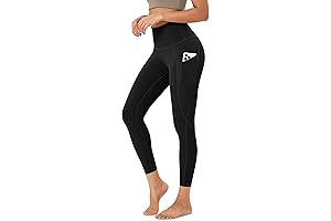 Ododos High Waist Out Pocket Yoga Pants Tummy Control Workout Running