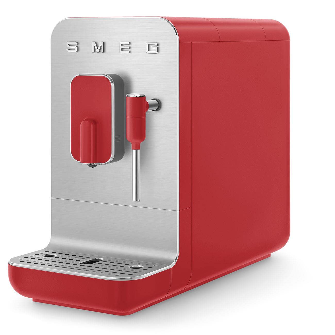 Smeg, Kaffeevollautomat mit Dampffunktion BCC02RDMEU, Dampfdüse, integriertes Mahlwerk, Thermoblocksystem, 1,4 l Tank, 19 Bar Pumpendruck, Kompaktmessungen, 1350W, Rot