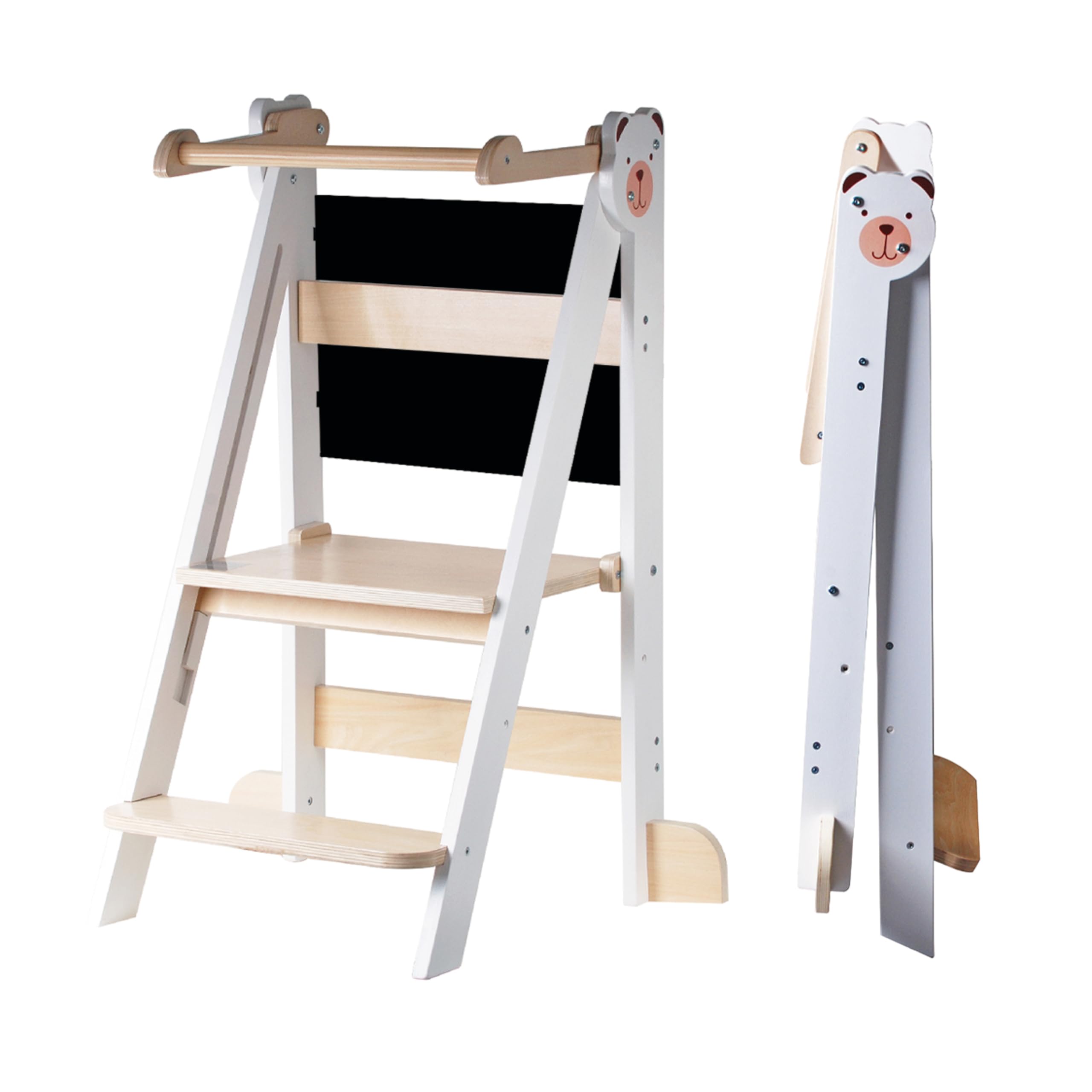 Houten montessori leertoren ® 2-in-1 grijs