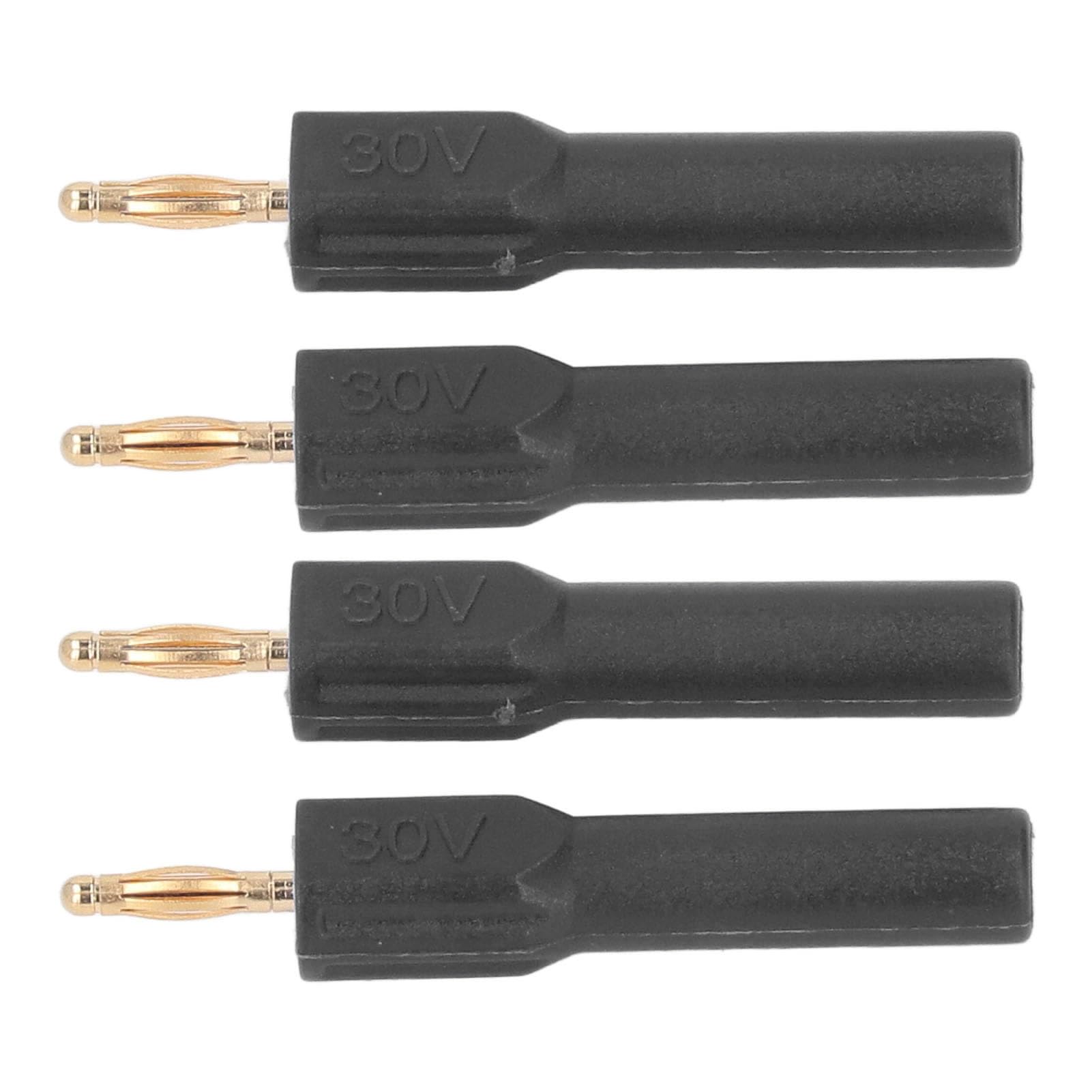 Banana Plugs, Banana Plug Adapter Stable Wearresistant Goldplated Brass 10 Pcs 30V for Industrial Equipment (Black)