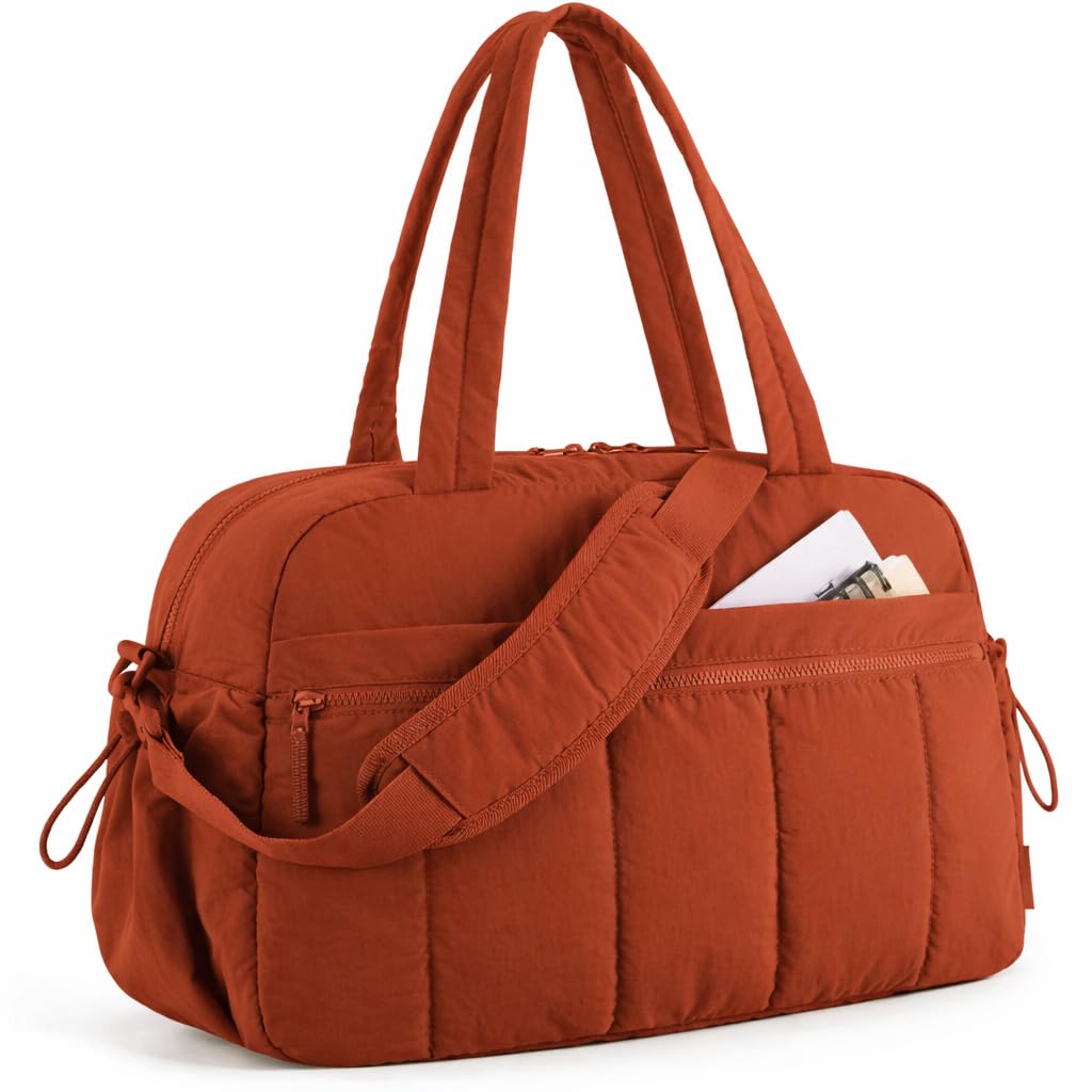 Duffle Bags for Travel for Women - Multifunctional Gym Bag with Shoe Compartment, Waterproof Day Pack and Adjustable Shoulder Strap, Ideal Gym Bag for Women and Travel Shoulder Bag (Brown, M)-image-18