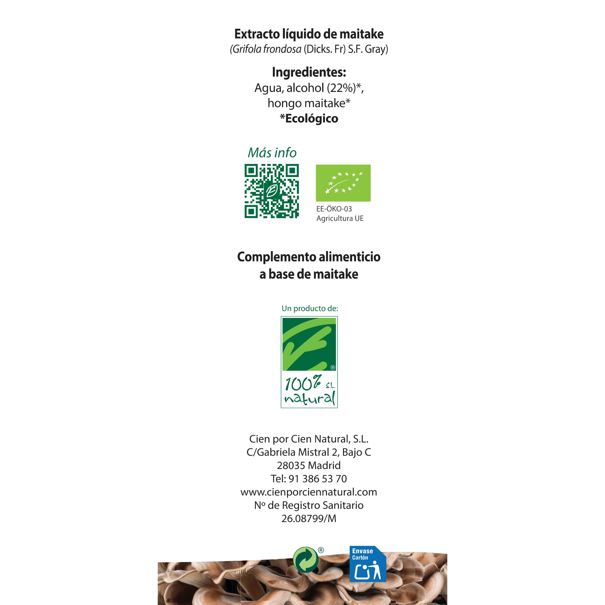 MicoVital® Maitake en Gotas - Ayuda a la Salud Hepática - Gran Poder Antiosidante - Mejora la Salud Cardiovascular - Fortalece el Sistema Inmunológico - Cultivo Ecológico - 50ml - 100% Natural
