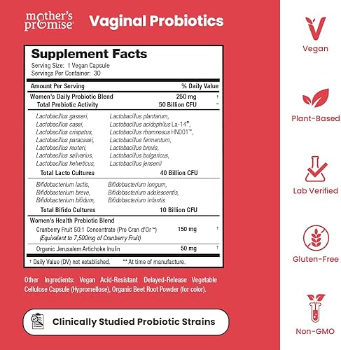 Miniatura 5 de Probióticos vaginales para mujeres equilibrio de pH  50 mil millones de UFC probióticos para mujer + pastillas de arándano para la salud vaginal,