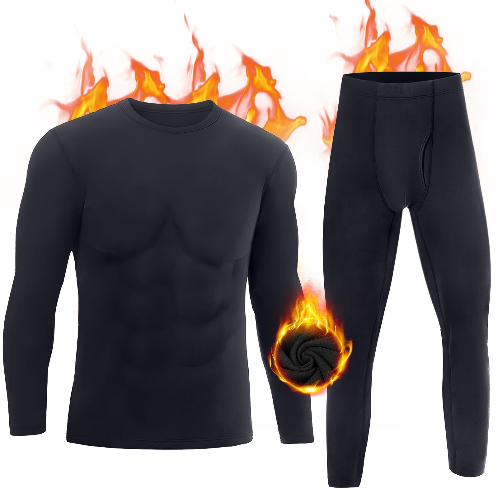 YUTYTHThermal Underwear Mens, Ultra Thick Warm Mens Long Johns Thermal Set Cosy Fleece Base Layer Set for Cold Winter Wear and Skiing Workout