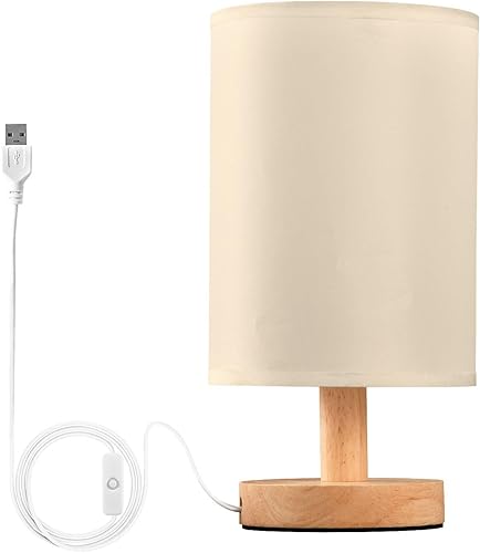 Miniatura 1 de Yuiboo Lámparas de mesa Lámpara lateral de mesa con pantallas de lámpara Papayawhip Luz de noche para guardería biblioteca lamparas para sala de mesa