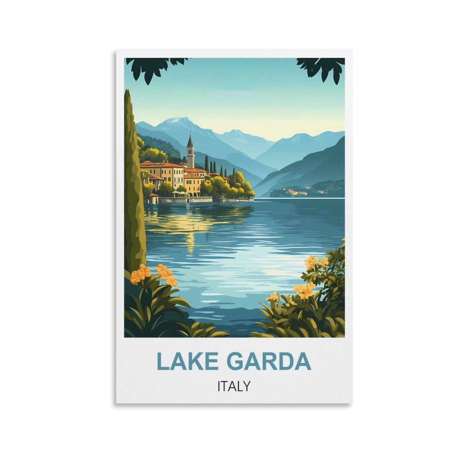 Zzhhegn Unframe-Style Lake Garda Italy Vintage Travel Poster 12X18inch(30X45cm) Canvas Art Poster And Wall Art Picture Print Modern Family Bedroom Decor Posters